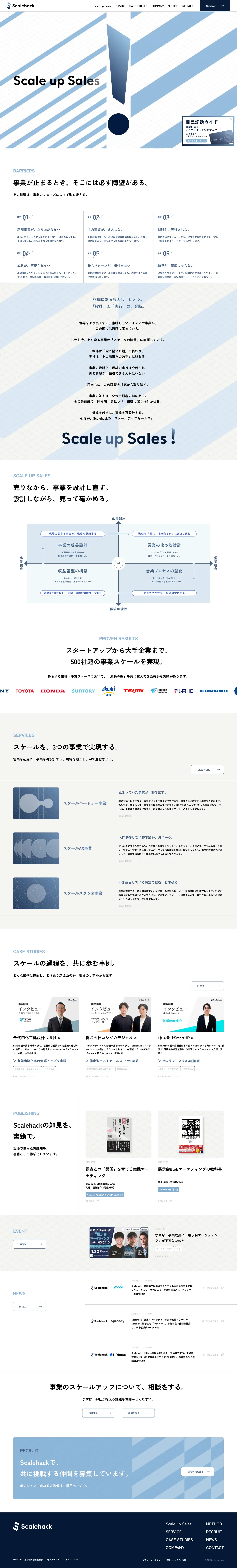 Scalehack コーポレートサイトの画面